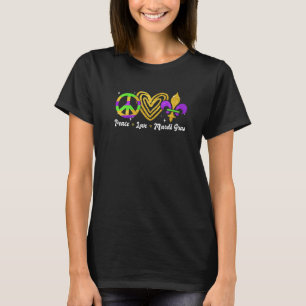 T-shirt Paix Amour Mardi Gras Drôle Festival Parade New Or
