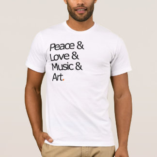 T-shirt Paix, amour, musique, et art