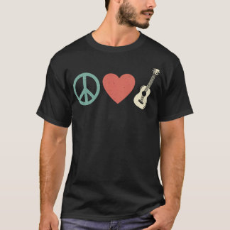 T-shirt Paix Amour Musique Rétro Hippie Guitare