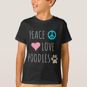 T-shirt Paix Amour Poodles mignon Chien Chiot Pet Amateur