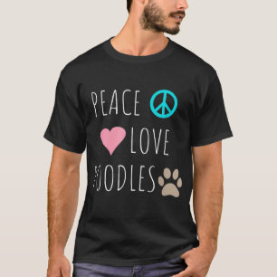 T-shirt Paix Amour Poodles mignon Chien Chiot Pet Amateur