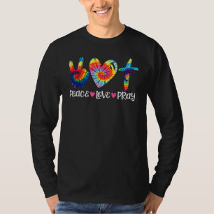 T-shirt Paix Amour Prière Tie Dye Cœur Croix Chrétienne Je