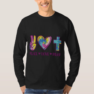 T-shirt Paix Amour Priez Dieu Jésus chrétien Hippie Hommes