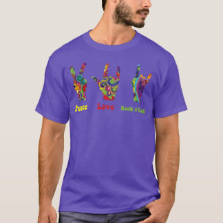 T-shirt Paix Amour Rock and Roll Hippie Hippies Rétro drôl