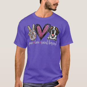 T-shirt Paix Amour Saint Bernard Amoureux de Chien Drôle 