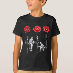 T-shirt Paix Amour Se souvenir Fleur de pavot rouge Soldat
