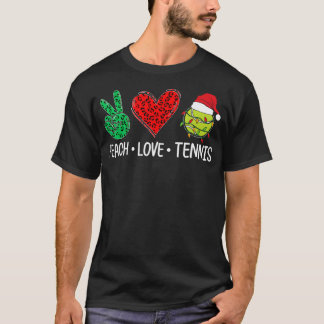 T-shirt Paix Amour Tennis Chapeau de Père Noël Guirlandes