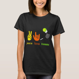 T-shirt Paix Amour Tennis Drôle de Tennis Amoureux Signe d