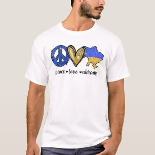 T-shirt Paix, Amour, Ukraine drapeau ukrainien Je me tiens