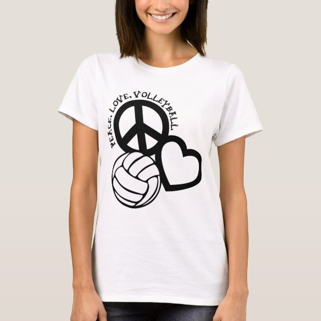 T-shirt Paix-Amour-Volleyball. noir (Devant)