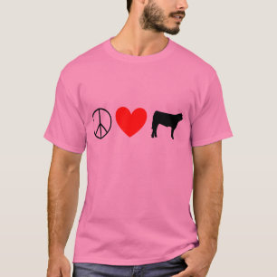 T-shirt paix, coeur, vache à boeuf