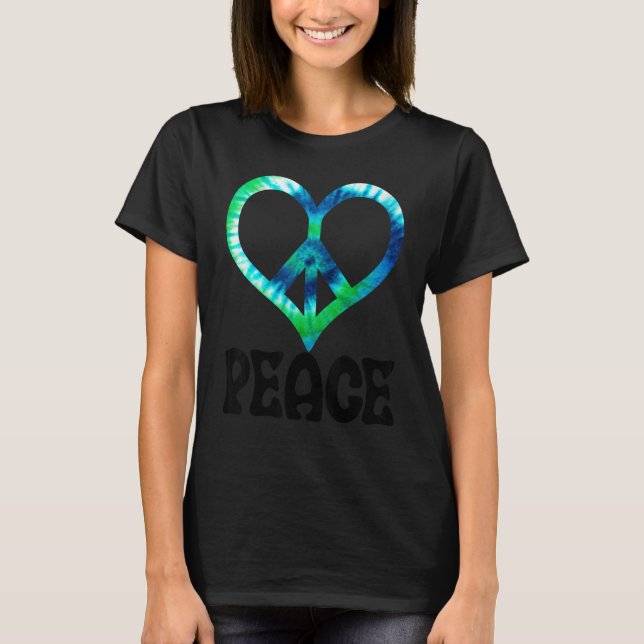 T-shirt Paix Cravate Amour Coeur Femmes Main Paix Amour (Devant)