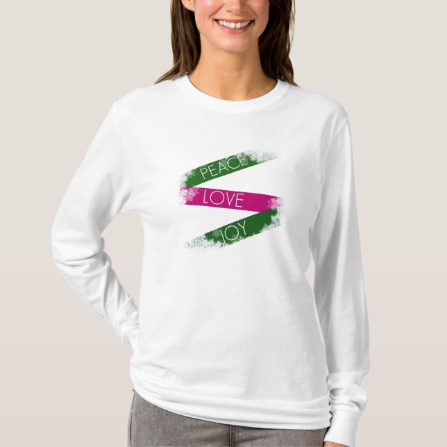 T-shirt Paix de Noël, amour, pièce en t de flocons de (Devant)