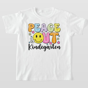T-shirt Paix dehors Lettre de bulle rétro de jardin d'enfa