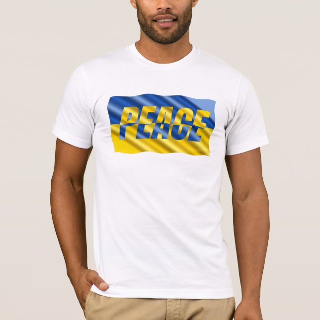T-shirt Paix en guerre Ukraine Drapeau inspiré bleu et jau (Devant)