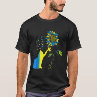 T-shirt Paix en Ukraine Dove and Cat Stand avec l'Ukraine