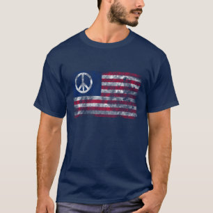 T-shirt Paix et Liberté en péril Drapeau américain et Paix