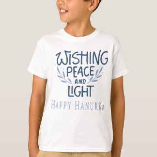 T-shirt Paix et lumière souhaitées Joyeux Hanukka