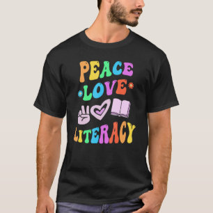 T-shirt PAIX LOVE LITTÉRACY Retro Lecture Enseignant Super