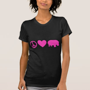 T-shirt Paix Rose Amour et Hippopotames