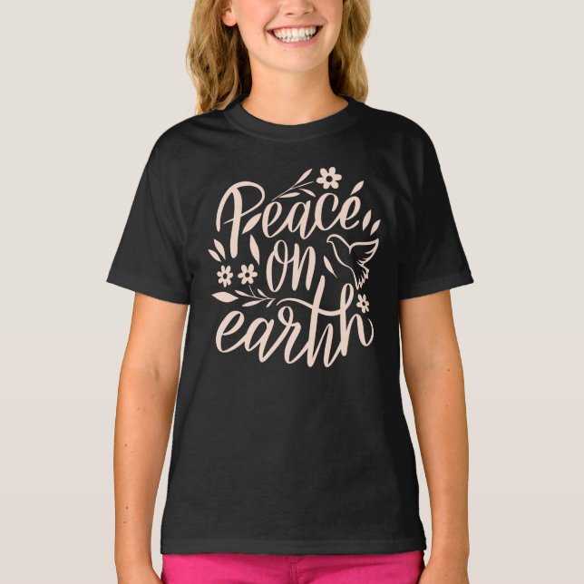 T-shirt Paix sur Terre Design Floral (Devant)