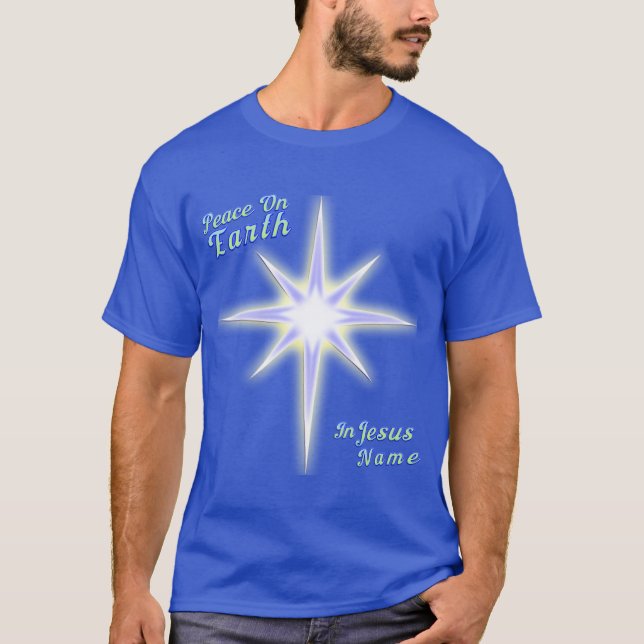 T-shirt Paix Sur Terre. Star de Bethléem. En Jésus (Devant)