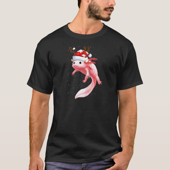 T-shirt Pajama de Noël Dabbing Axolotl Santa Hat Reindee (Devant)