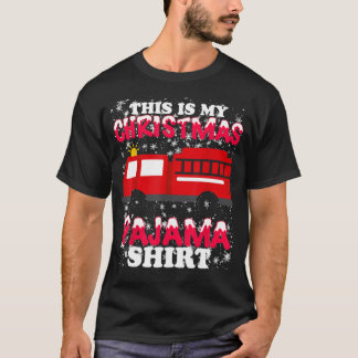 T-shirt Pajama de Noël des pompiers - Feu Truck Funny Fi