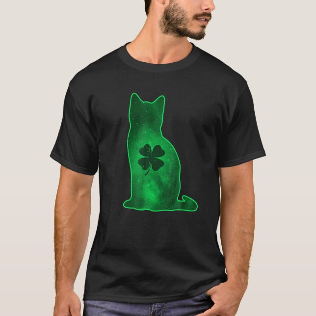 T-shirt Pajamas en feuille de Shamrock de chat Saint Patri (Devant)