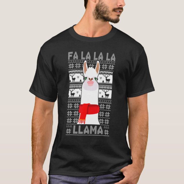 T-shirt Pajamas Xmas Fa La Llama Enfants Femmes Noël P (Devant)