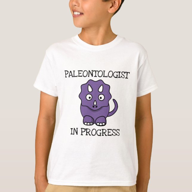 T-shirt Paléontologue En Cours Tricératops Violets Garçons (Devant)