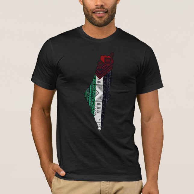 T-shirt Palestine Broderie tatreez drapeau Motif gratuit (Devant)