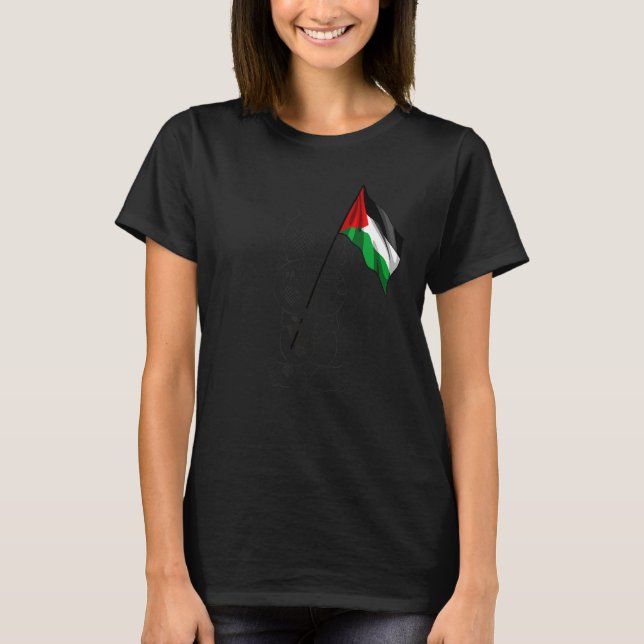 T-shirt Palestine  Hanzala holding Palestinian Flag  Free  (Devant)