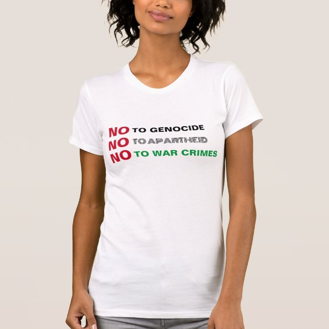 T-SHIRT PALESTINE LIBRE NON AUX CRIMES DE GUERRE APARTHEID (Devant)