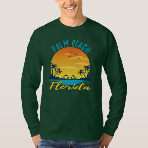 T-shirt Palm Beach Florida Sunset Vacances Rétro