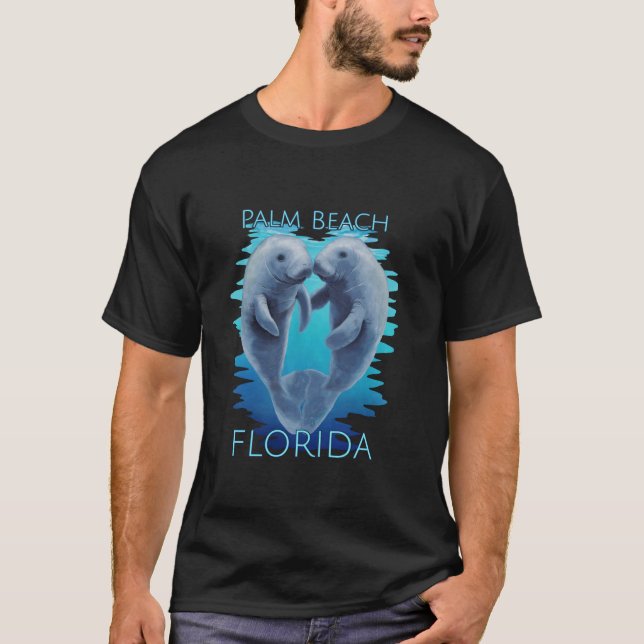 T-shirt Palm Beach Floride Vacances Cute Manatees Vache de (Devant)