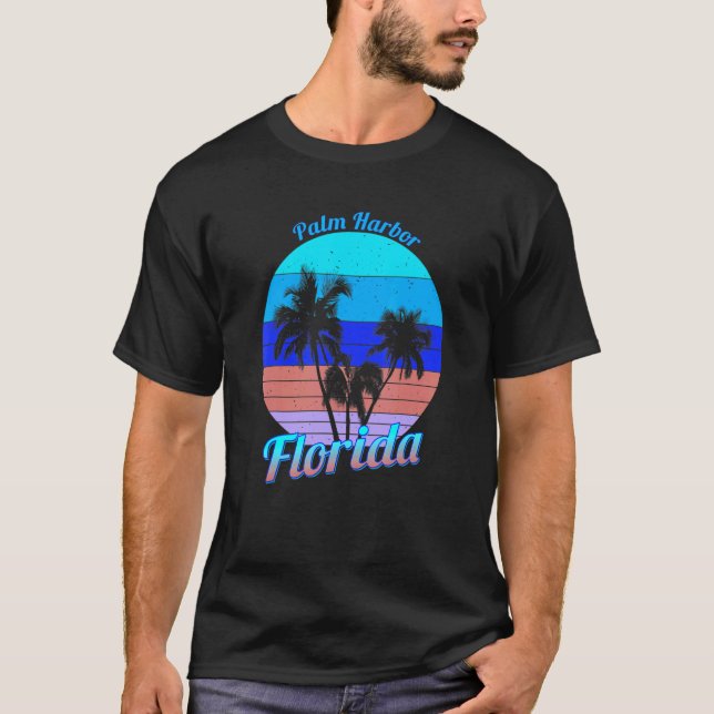 T-shirt Palm Harbor Floride Retro Palm Trees Tropical Vaca (Devant)