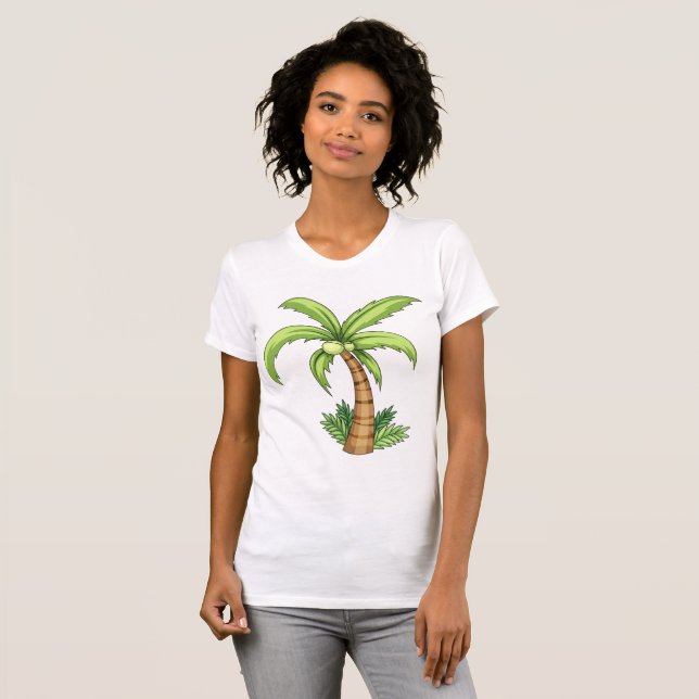 T-shirt Palm Tree Beach Tropical et Ile Vibes (Devant entier)