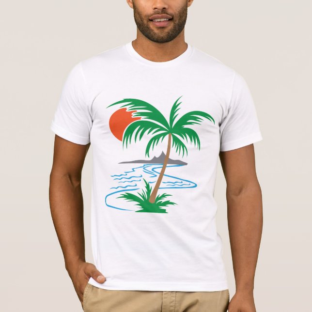 T-shirt Palm Tree by the River | Tropical Sunset Art (Devant)