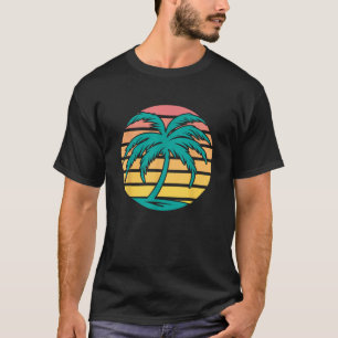 T-shirt Palm Tree Retro Sunset Summer Beach Vintage Tropic