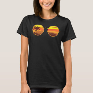 T-shirt Palm Trees Summer Vibes Plage Lunettes de soleil T
