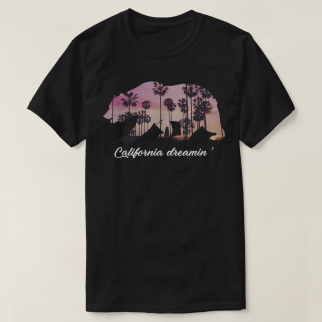 T-shirt Palme de l'ours Drapeau Cali de Californie  (Design devant)