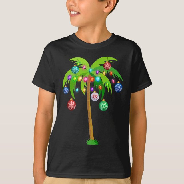 T-shirt Palmier de Noël Hawaï Noël Tropical Xmas Coconut L (Devant)