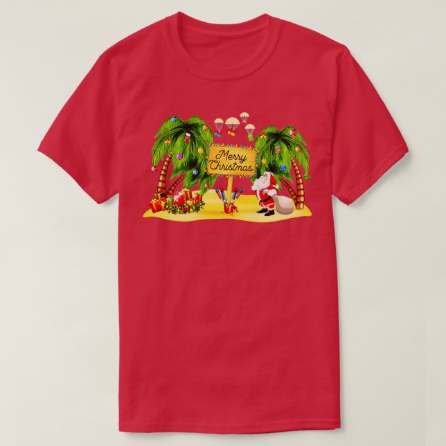 T-shirt Palmier de Noël Lumières de noix de coco tropicale (Design devant)