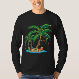 T-shirt Palmier de Noël Tropical Xmas Cadeau Cocotier Lig
