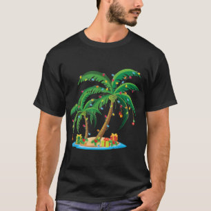 T-shirt Palmier de Noël Tropical Xmas Cadeau Cocotier Lig