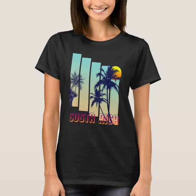 T-shirt Palmier de style Vintage rétro Costa Rica (Devant)