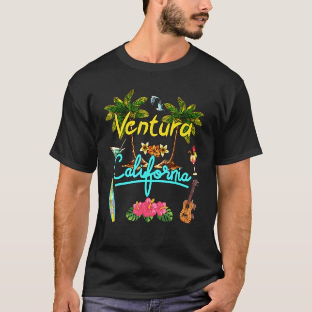 T-shirt Palmier d'été de la plage de Ventura California Su (Devant)
