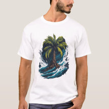 Palmier en style peinture avec vague