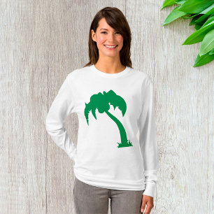 T-shirt Palmier Tropical Silhouette Green Island Beach